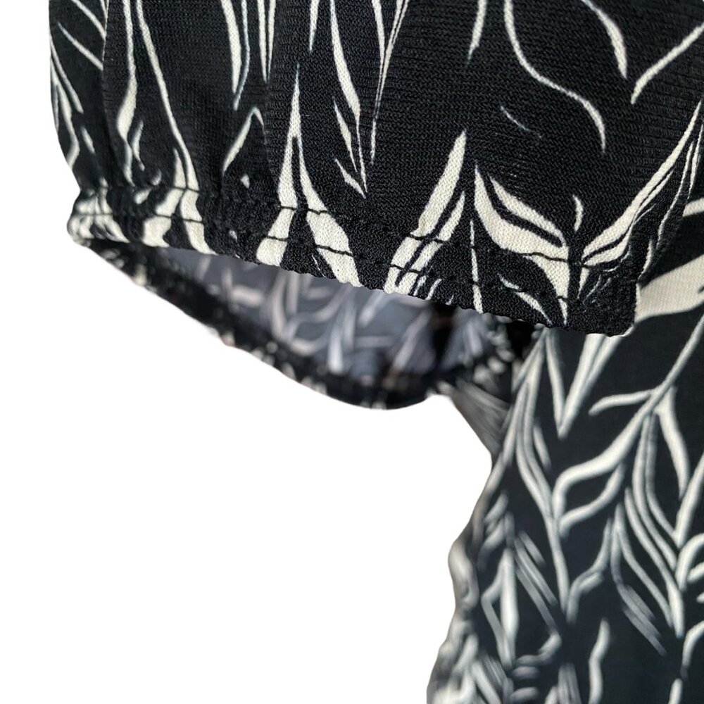 Perseption women's size petite large short sleeve black and cream patterned top - Picture 7 of 11